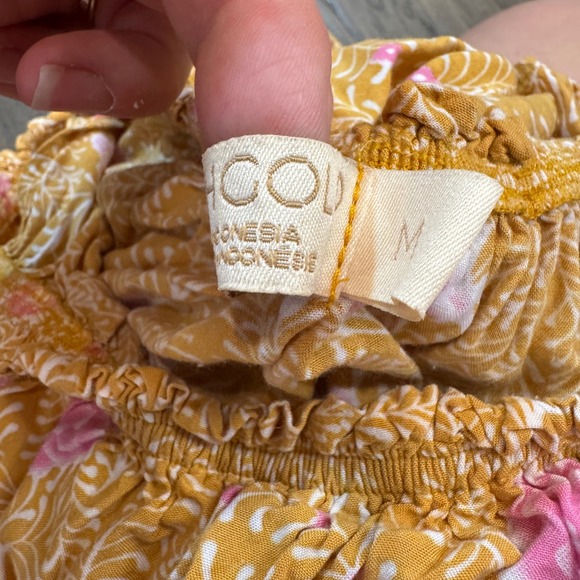 Beachgold Off Shoulder Ruffle‎ Mini Dress Floral Print Casual Size M - Picture 5 of 9